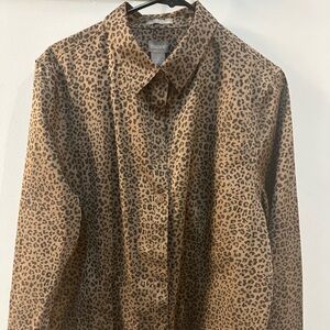 Chicos button front shirt - leopard print